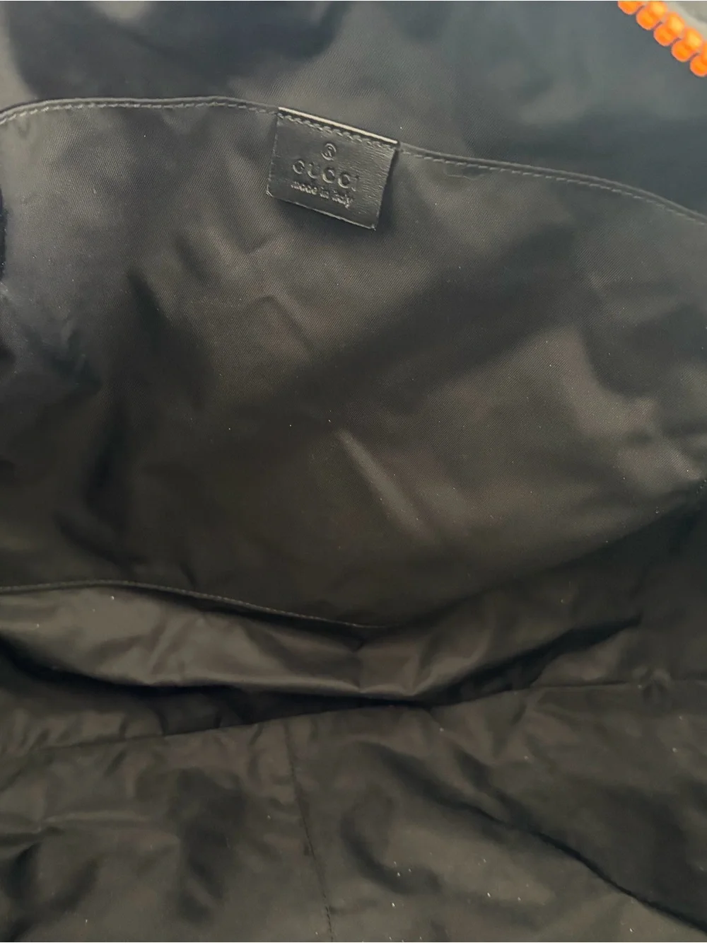 Gucci Black Duffel with Orange Trim